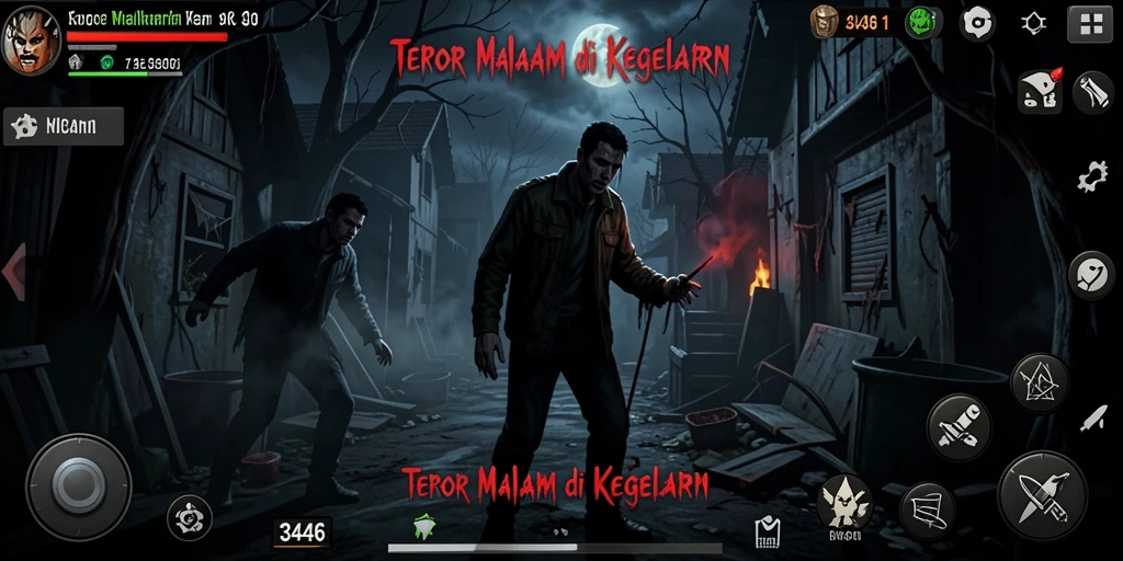 Tangkapan layar menunjukkan karakter utama bermain di lokasi gelap yang menyeramkan.
