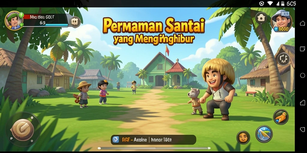 Screenshot gameplay 6CF yang ceria dan menghibur.