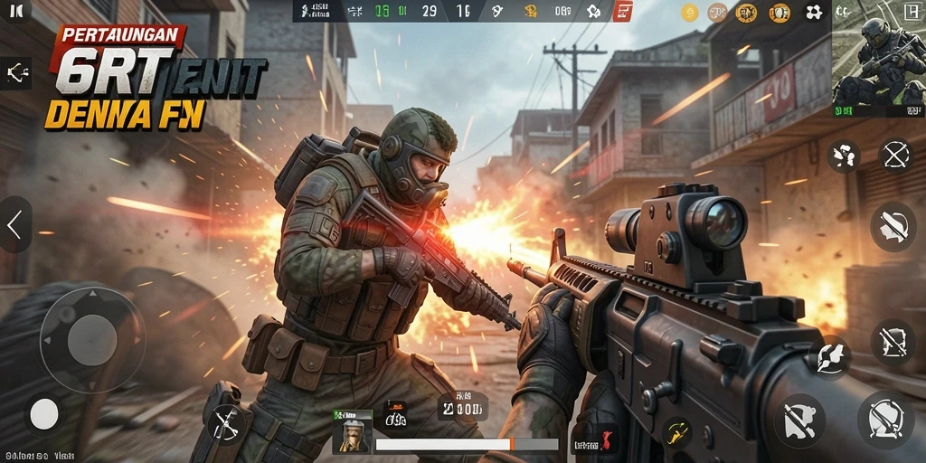 Tampilan aksi seru dalam permainan FPS 6RT dengan grafis menakjubkan.