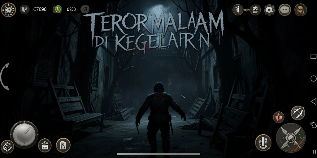 Gameplay seram C7890 yang menampilkan suasana mencekam.