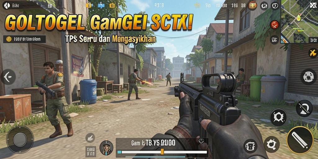 Screenshot GOLTOGEL menampilkan aksi pertempuran yang intens dalam TPS.