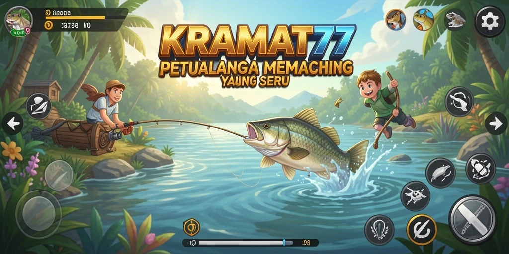 Tampilan gameplay memancing seru di KRAMAT77 dengan grafik menawan.