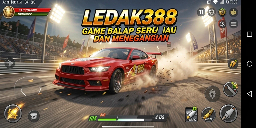 Screenshot gameplay LEDAK388 menampilkan balapan yang mendebarkan dan grafis realistis.