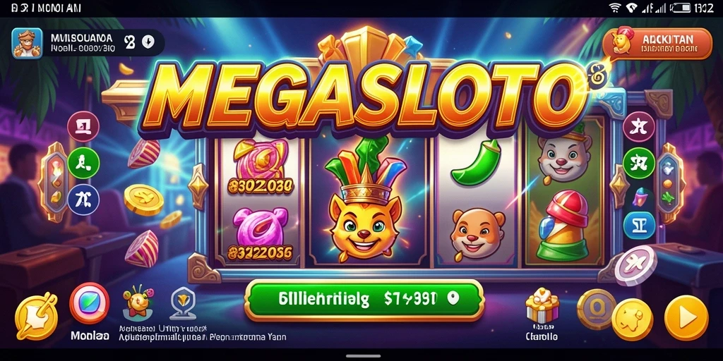 Screenshot gameplay MEGASLOTO menunjukkan antarmuka yang intuitif dan fungsional.