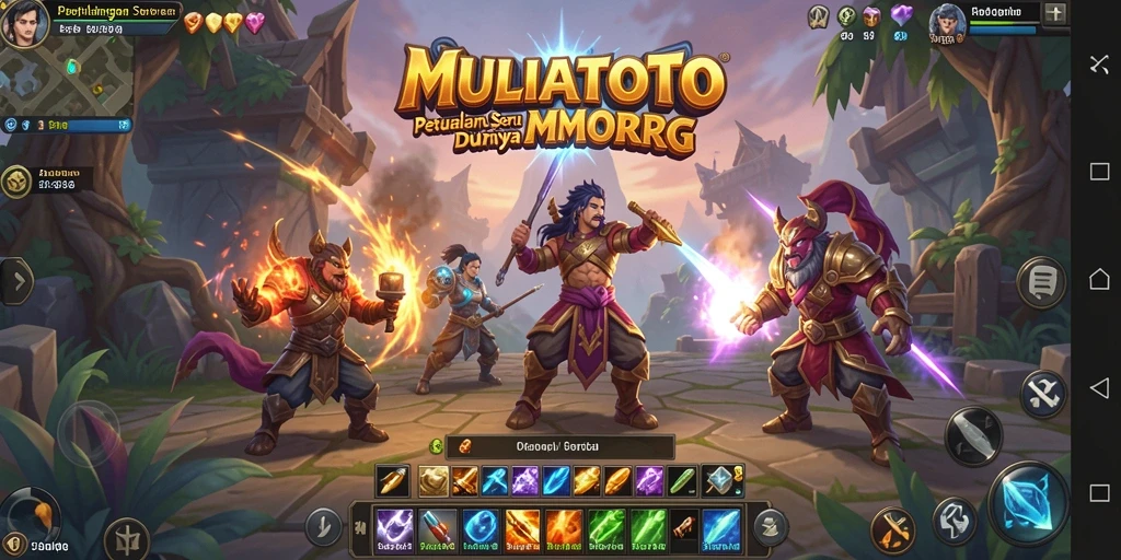 Screenshot gameplay MULIATOTO menampilkan pertarungan epik di dunia MMORPG.