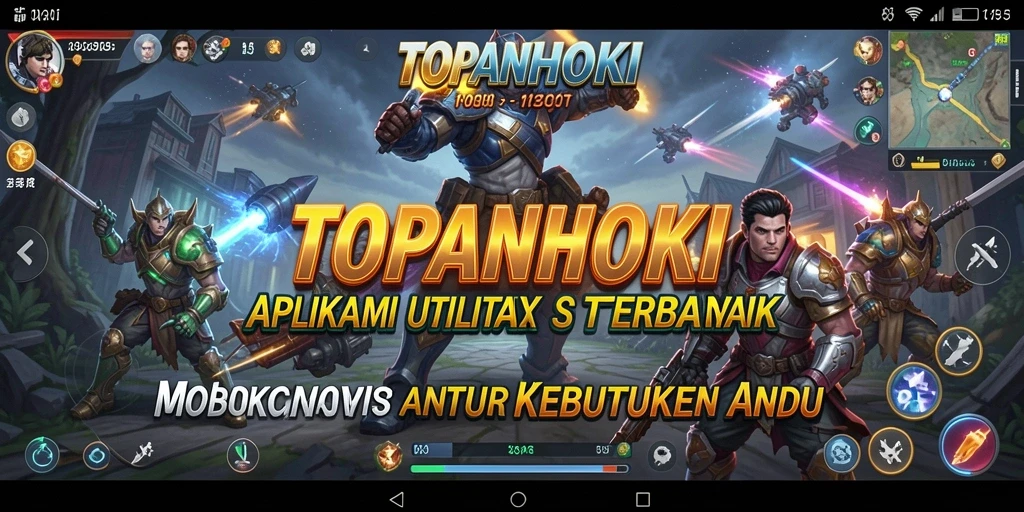 Tampilan utama aplikasi TOPANHOKI menunjukkan berbagai fitur utilitas yang mudah diakses.