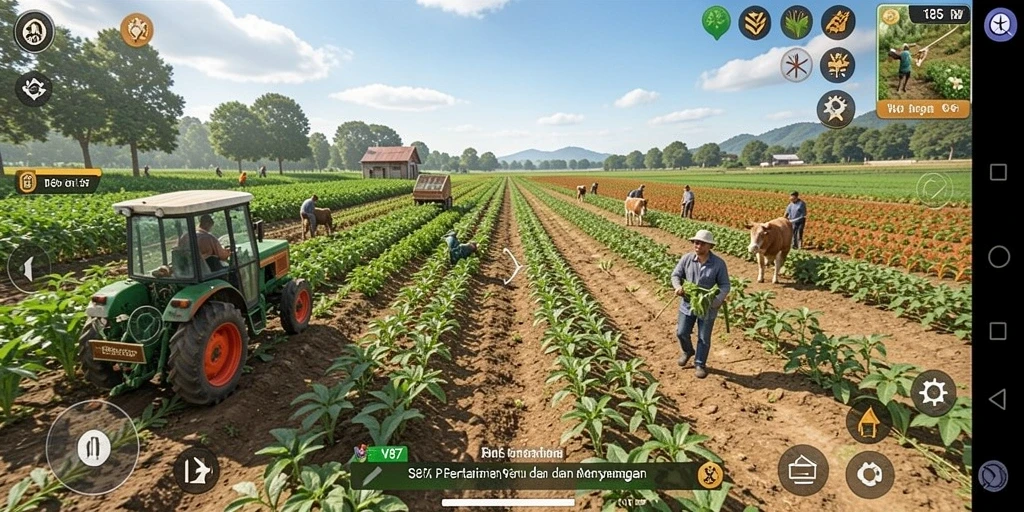 Tampilan gameplay V87 yang menarik dan seru saat bertani.